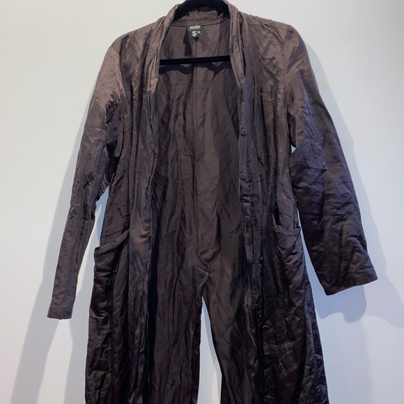 Eileen Fisher Crinkle Metallic Knee-length Coat - Picture 6 of 10